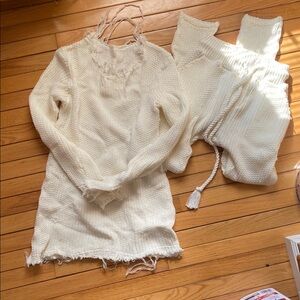 Cozy Knit Jogger Pants and sweater  in Cream